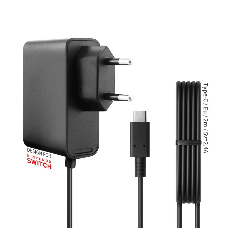 Cargador/adaptador de CA de enchufe de la UE rana de datos para la consola de juegos nintendo Switch NS, cargador de pared para el hogar de viaje, fuente de alimentación USB tipo C de 5V 2,4 A