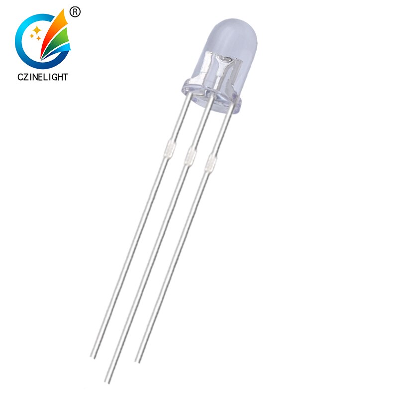 1000 Stks/zak Czinelight Fabriek Prijs Dip F5 Clear Lens 3pin 5Mm Rode Plus Groen Blauw Geel Groen Bicolor Led emitting Diode