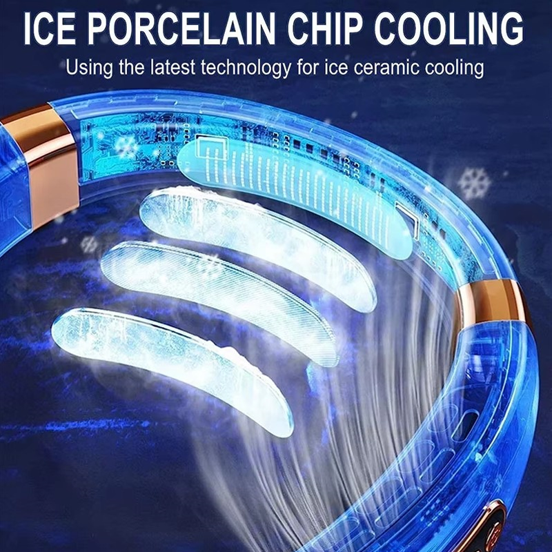 Ventilador portátil para colgar en el cuello, Mini ventiladores de cintura de refrigeración sin aspas con pantalla Digital y luz colorida, ventilador enfriador deportivo recargable