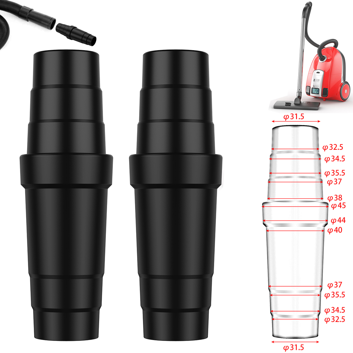 Universele Stofzuiger Slang Adapter Converter Vervanging Onderdelen 31.5/32.5/34.5/35.5/37/38/40/44/45Mm Connector Accessoires