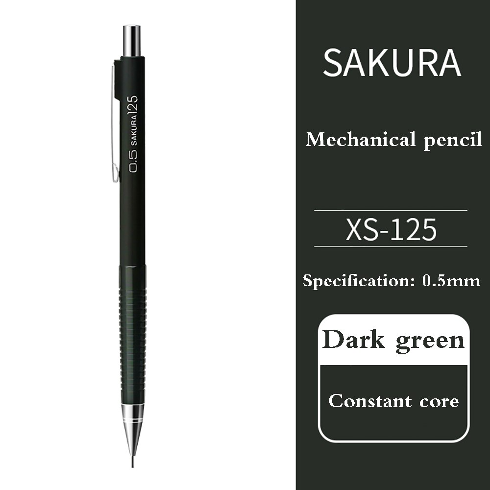 Crayon automatique japonais Sakura XS-123/125, 4 pièces, pour étudiants, , dessin, peinture, noyau Anti-rupture 0.3/0.5/0.7MM: 4Pcs dark green 0.5
