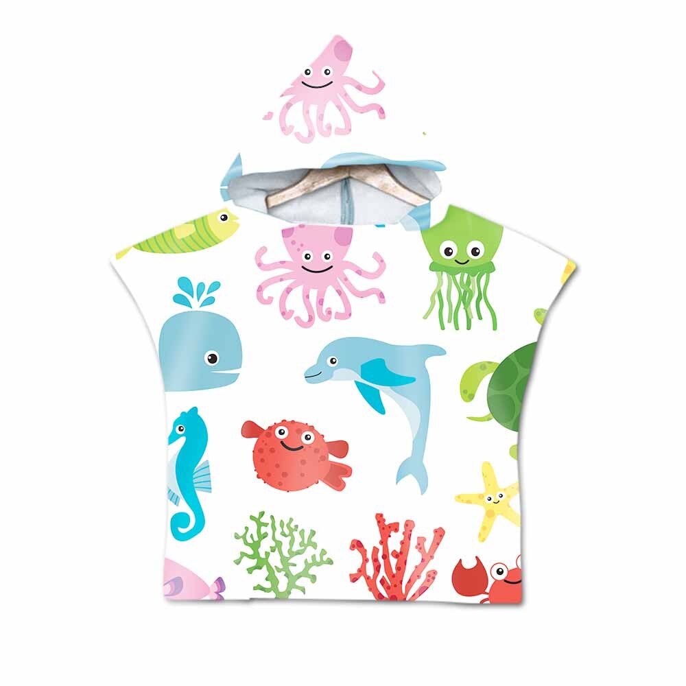 Tegneserie små dyr vandmænd hætteklædte til børn baby bærbare bærbare badehåndklæder søde dyr håndklæder frakke til børn: Farve 04