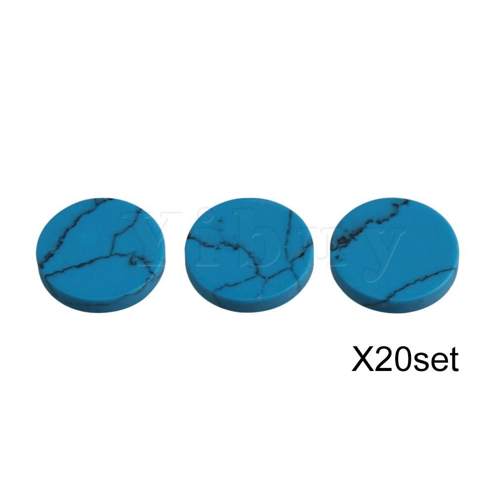 Yibuy Trumpet Parts Finger Key Buttons Blue Turquoise Inlays 13.6mm Pack of 60