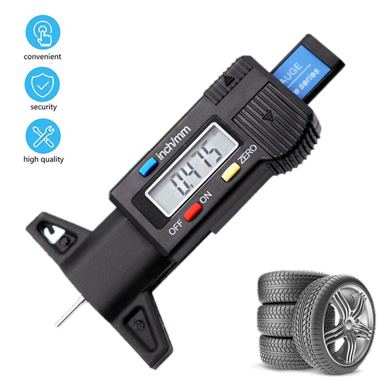 Digital Car Tyre Tire Tread Depth Gauge Meter Auto Wear Detection Measuring Tool Caliper Thickness Gauges Monitoring System 1 Pc