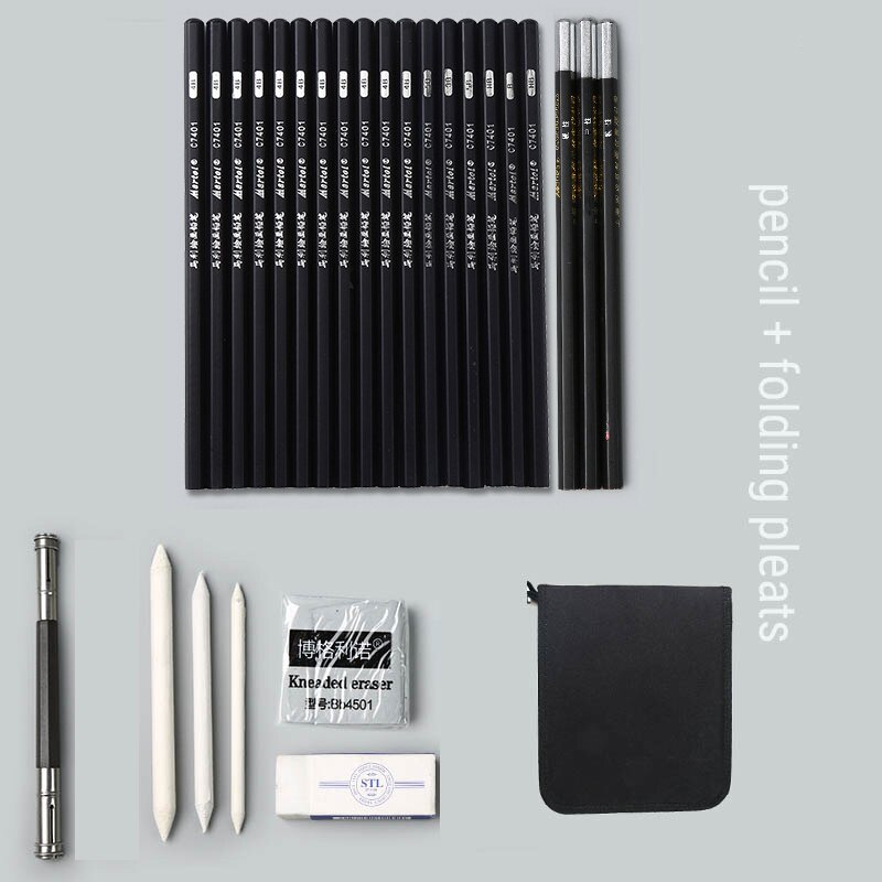 Schets Potlood Set Beginner Tekening Art Soft Medium Harde Houtskool Professionele Student Schetsen Gereedschap Kunst Levert: Maries Folding style