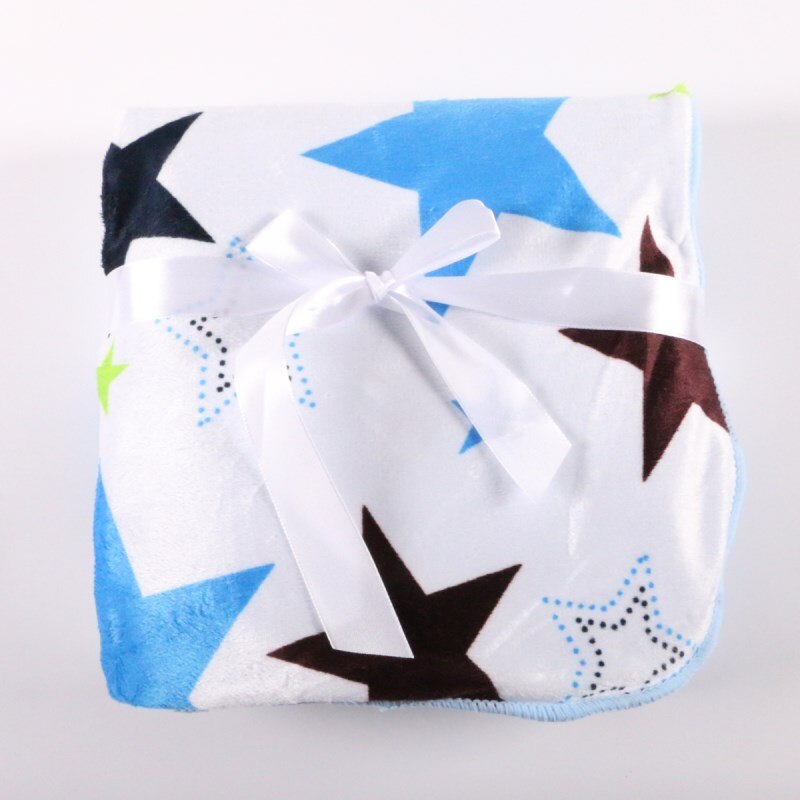 Factory Sales Baby Blanket thicken double layer fleece infant swaddle baby swaddle Microfiber plaid 76*102CM atrq0001: whitestar