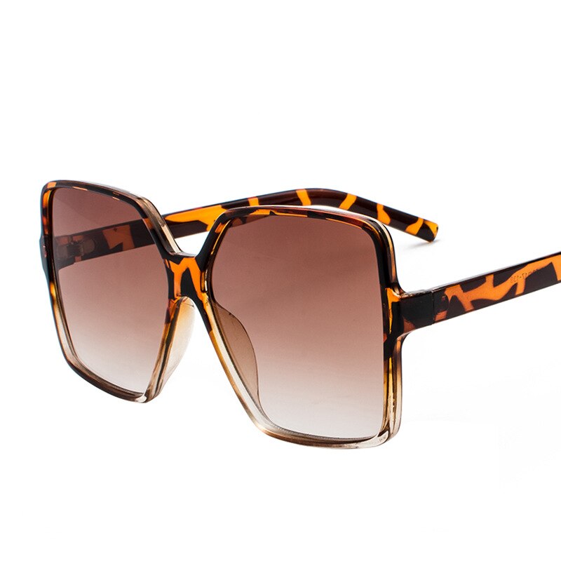 Elbru Oversized Champagne Zonnebril Vrouwen Oceaan Snoep Dames Shades Grote Frame Zonnebril Vrouwelijke UV400 Bescherming: Leopard Tea