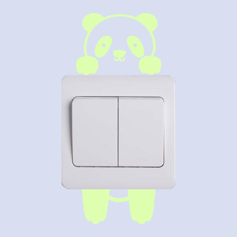 Leuke Panda Light Switch Sticker Glow in The Dark Cartoon Animal Muurtattoo Kids Kamers Kinderen Slaapkamer Jongen Meisje Thuis DIY Decor