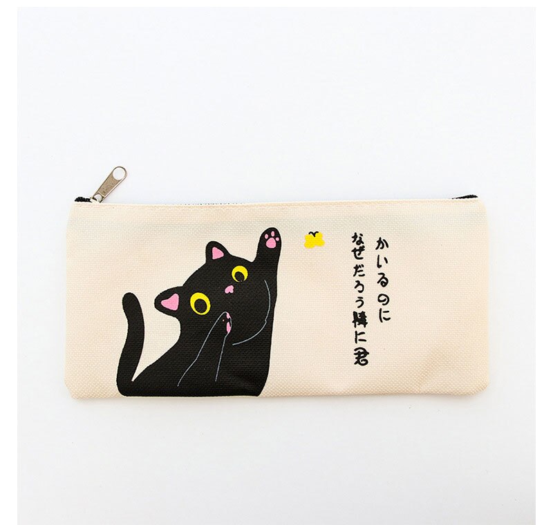 Schattige katten etui kawaii canvas etui met rits etui etui trousse scolaire pennenbakje voor school koreaanse schrijfwaren: 1