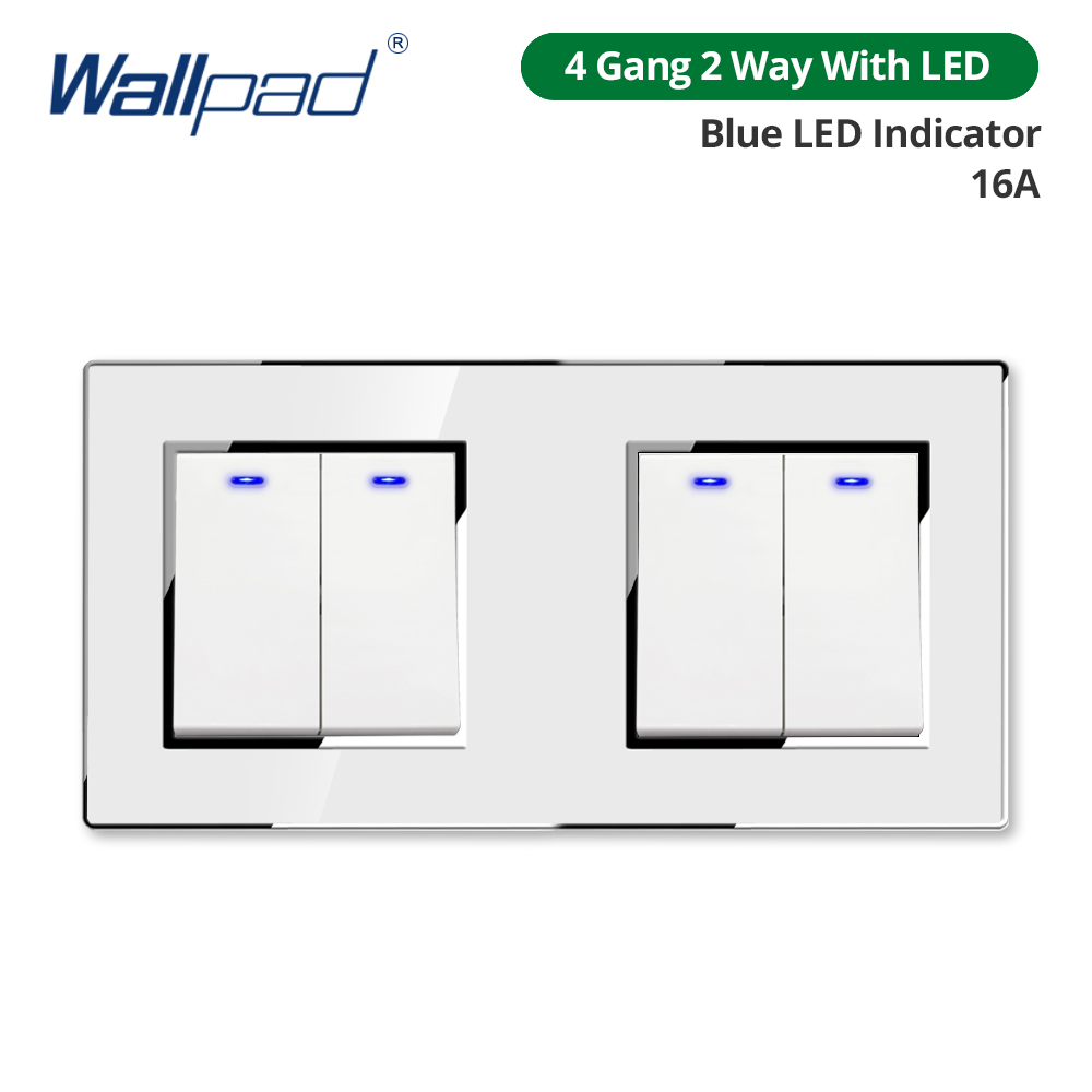 Wallpad White Acrylic Panel Wall Light Switch LED Dimmer USB Charge EU Socket Outlet 4 5 6 7 8 Gang 2 Way Reset 172*86mm: MULTI
