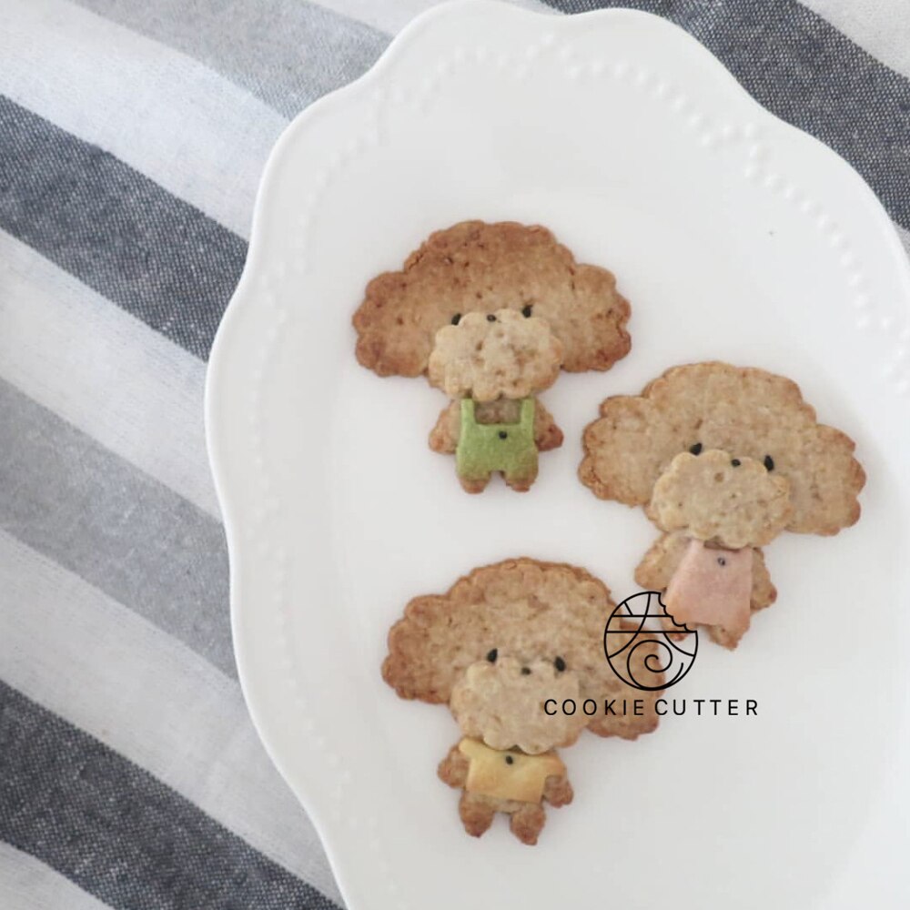 Teddy Hond Poedel Cookie Cutter Biscuit Mold Dress Up Kleding Decoratie Gereedschappen Fondant Suiker Ambachtelijke Hand Druk Pla Plastic Mal