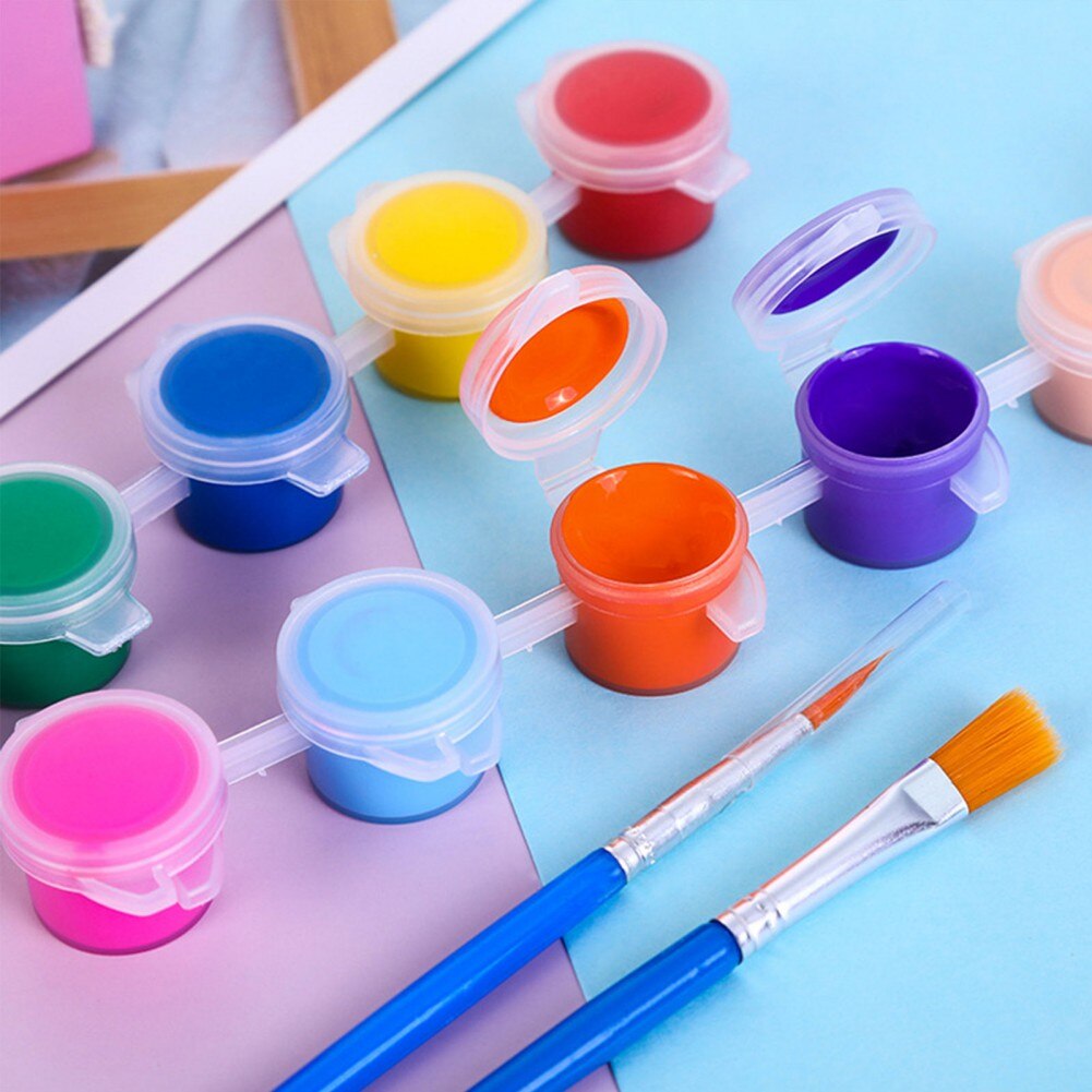 Eco-friendly 12 Colors Eco-friendly Acrylic Paint DIY Handmade Painting Art Materials Arts Crafts Painting Tool
