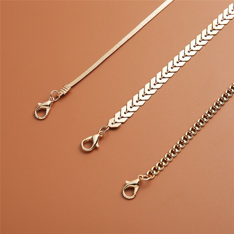 LETAPI 3pcs/set Gold Color Simple Leaf Female Anklets Foot Jewelry Leg Anklets On Foot Ankle Bracelets For Women
