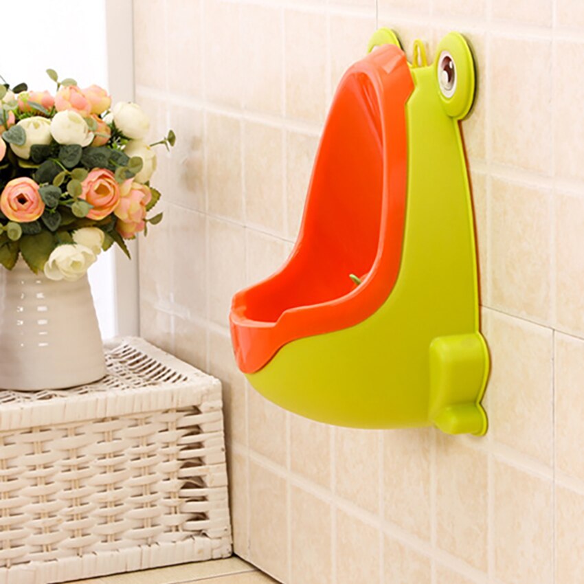 1Pc Frosch Geformt Kinder Urinale Wand Montiert Bad Kinder Saugnapf Töpfchen Pee Hängende Ausbildung Urinal Wc Mit Windmühle: YELLOW