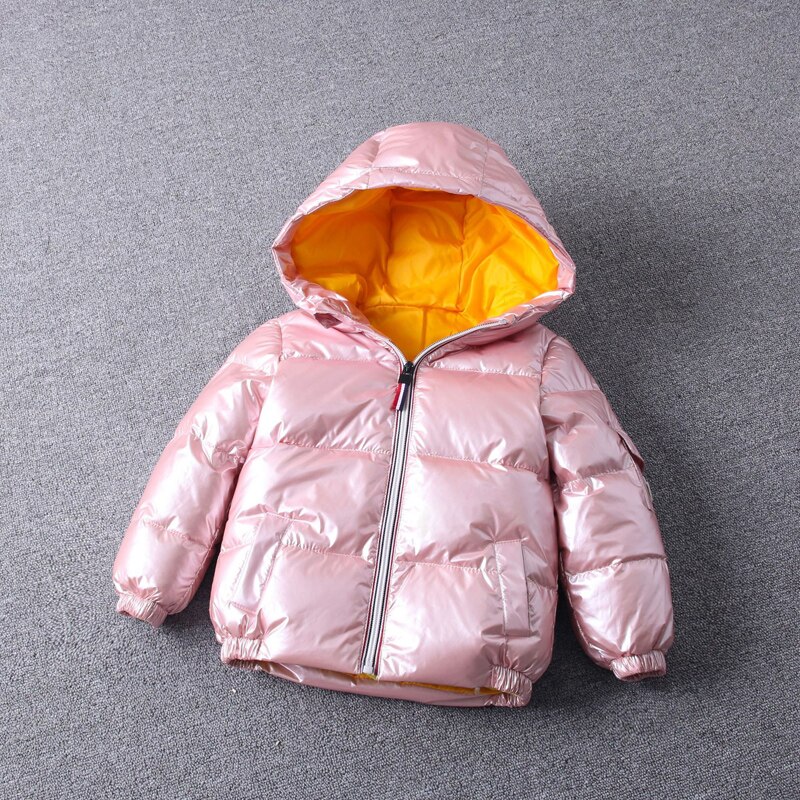 Chaquetas de plumón gruesas para niños y niñas, abrigos cálidos a la , prendas de vestir de 2 a 11 años, Otoño e Invierno: Rosa / 3Y-4Y(110)
