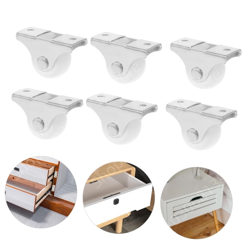 Ruedas para muebles de 1 pulgada, rueda unidireccional silenciosa blanca, muebles de ruedas de plástico fuertes para cajón de carrito, accesorios de Hardware, 4/8/16 Uds.