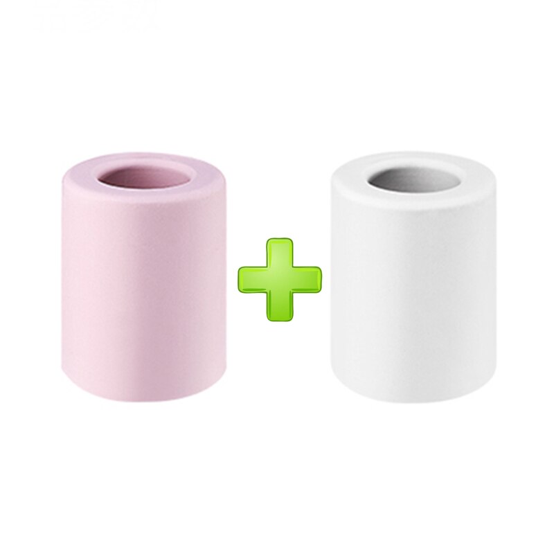 2 stuks mini reis tandenborstelhouder zonder kalkaanslag, natuurlijk materiaal, diatomeeënaarde, absorbeert snel water, huisdecoratie, blauw-witte kleur: Roze en wit