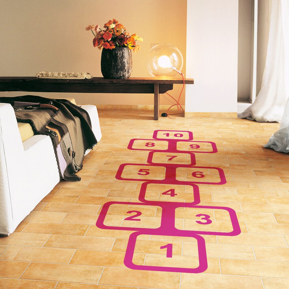 Oilproof Hopscotch Floor Sticker Bedroom PVC Nursery Children Art Mural Family Game Kids Room Childhood Memories Home Decoration