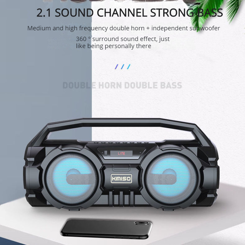 Leistungs starke Bluetooth-Lautsprecher Hifi EQ kabellos Subwoofer Heimkino MP3-Spieler Radio Karaoke mit Mikrofon Super Bass Boom Kasten