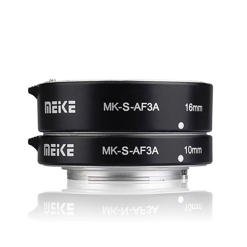 Meike MK-S-AF3A metallo messa a fuoco automatica Macro tubo di estensione 10mm 16mm per Sony Mirrorless a6300 a6000 a7 a7SII NEX e-mount Camera: MK-S-AF3A