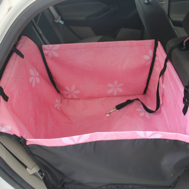 HJKL Pet Carrier Hond Auto Back Seat Carrier Cover Pet Dog Mat Deken Cover Pet Mat Hangmat Kussen Protector Hond accessories85: Pink flower