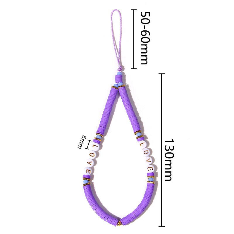 Heishi – bracelet de téléphone portable tendance, perles d'argile perlées, chaîne de téléphone, amour sourire fleur téléphone bijoux pour femmes Anti-perte: NO.13 Love