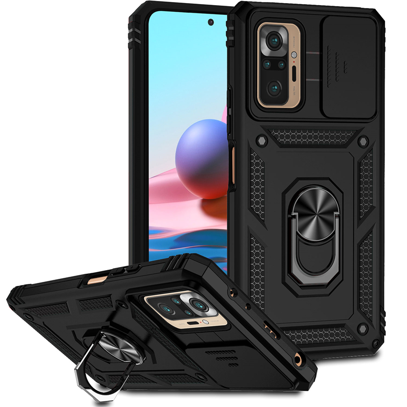 Voor Xiaomi Redmi Note 10 Pro Case Cover Redmi Note 10 Pro Capa Slide Camera Lens Schokbestendige Ring Houder Fundas Redmi Note 10 Pro