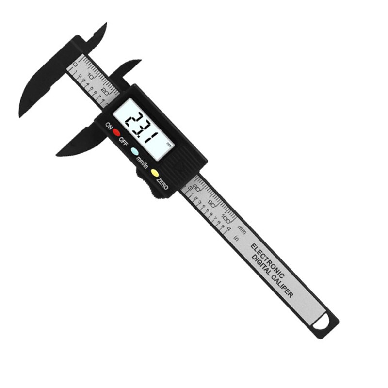 150mm/6 &quot; karbonfiber digital skyvelære 100mm/4 tommers plast vernier skyvelære måler elektronisk plast skyvelære skyve linjal måler: 100mm svarte