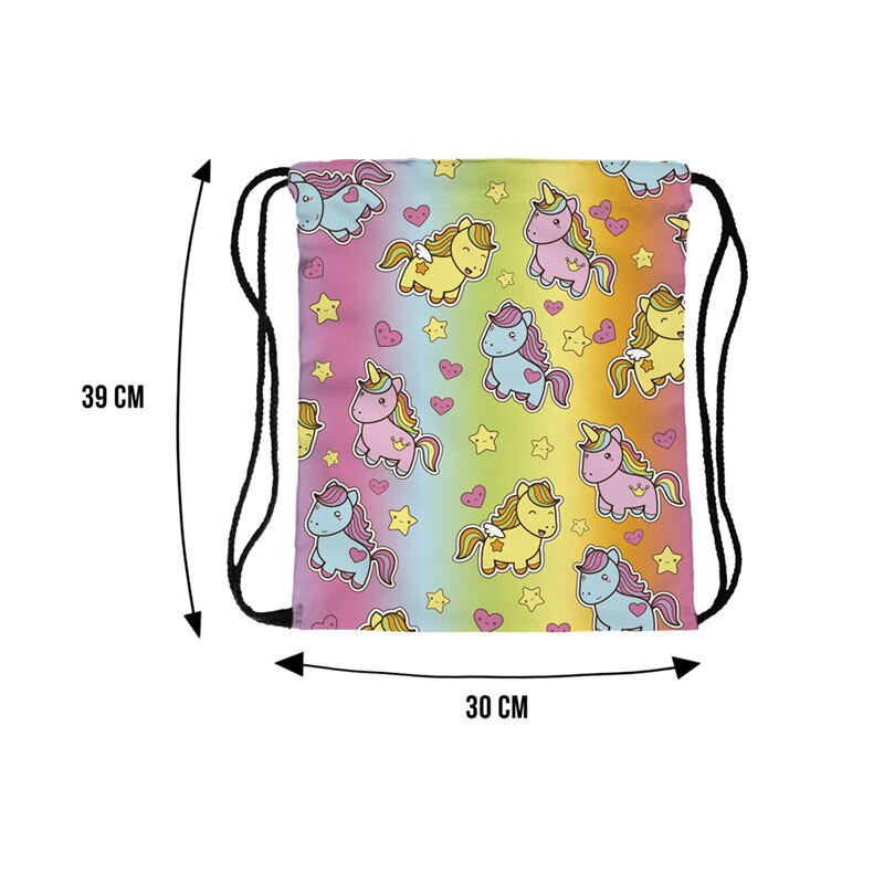 Drawstring Bag Women Unicorn Skull Backpack 3D Printing Travel Soft Back mochila School Bags For Girls