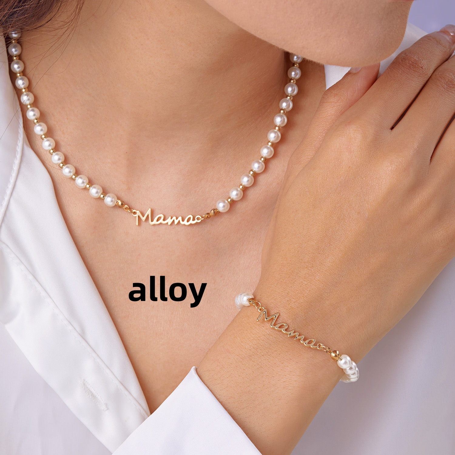 Pulseras con colgante de mamá con letras de perlas de imitación, dijes de , pulsera de cadenas de acero inoxidable para mujer, joyería, para el día de la madre: Verde Dragonly