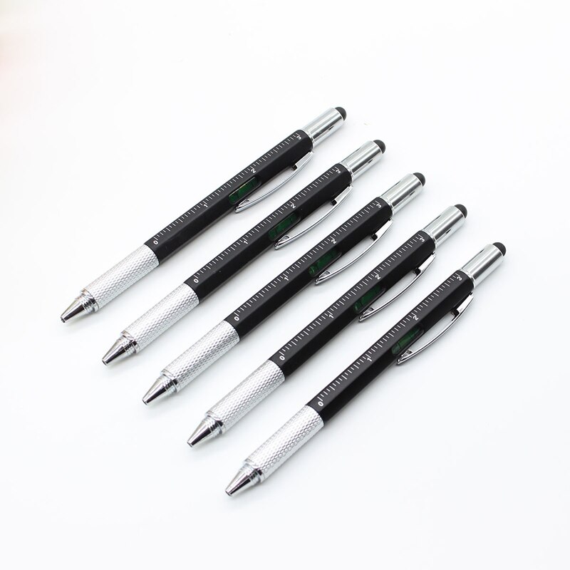 1,0mm multifuncional Spirit Level con destornillador bolígrafo de negocios o bolígrafo conmemorativo de la escuela: black