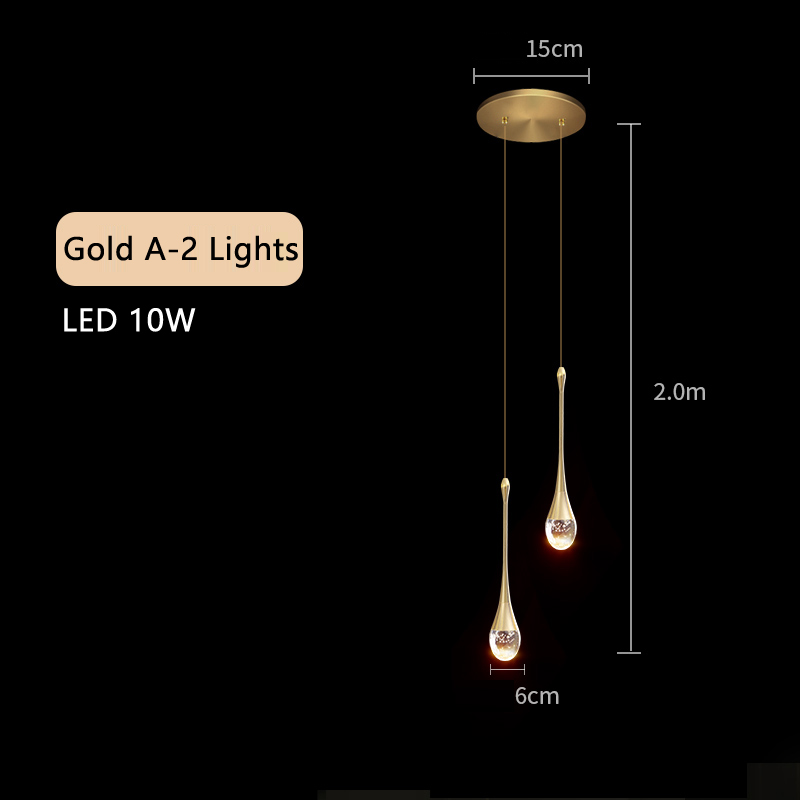 Plafonnier LED suspendu en forme de goutte d'eau, luxueux, éclairage d'intérieur, luminaire décoratif de plafond, idéal pour un salon, une chambre à coucher ou un bar