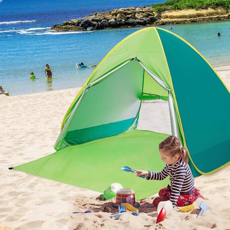 Tienda plegable ultraligera, tienda de campaña automática abierta para playa, tienda de campaña familiar turística, carpa parasol para acampar