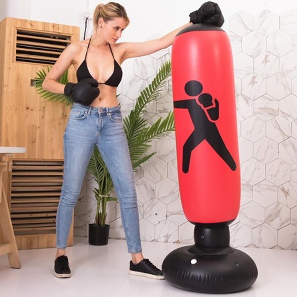Lätt att flytta vertikal uppblåsbar boxpåse pvc förtjockning boxning pelare tumbler kamp kolonn boksäck väska fitness verktyg