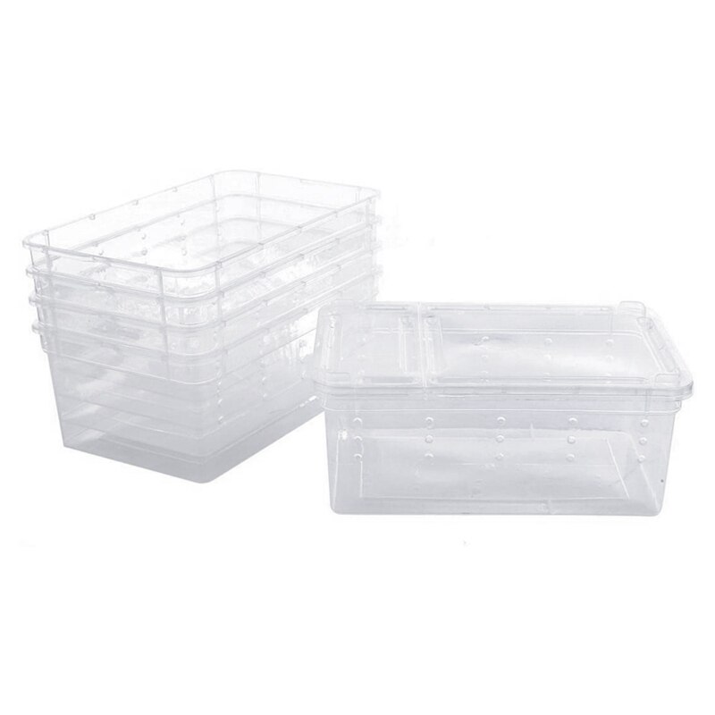 Breeding Box 8Pcs Worm Dish Reptile Feeding Box Food Container Small Size Transparent: Default Title