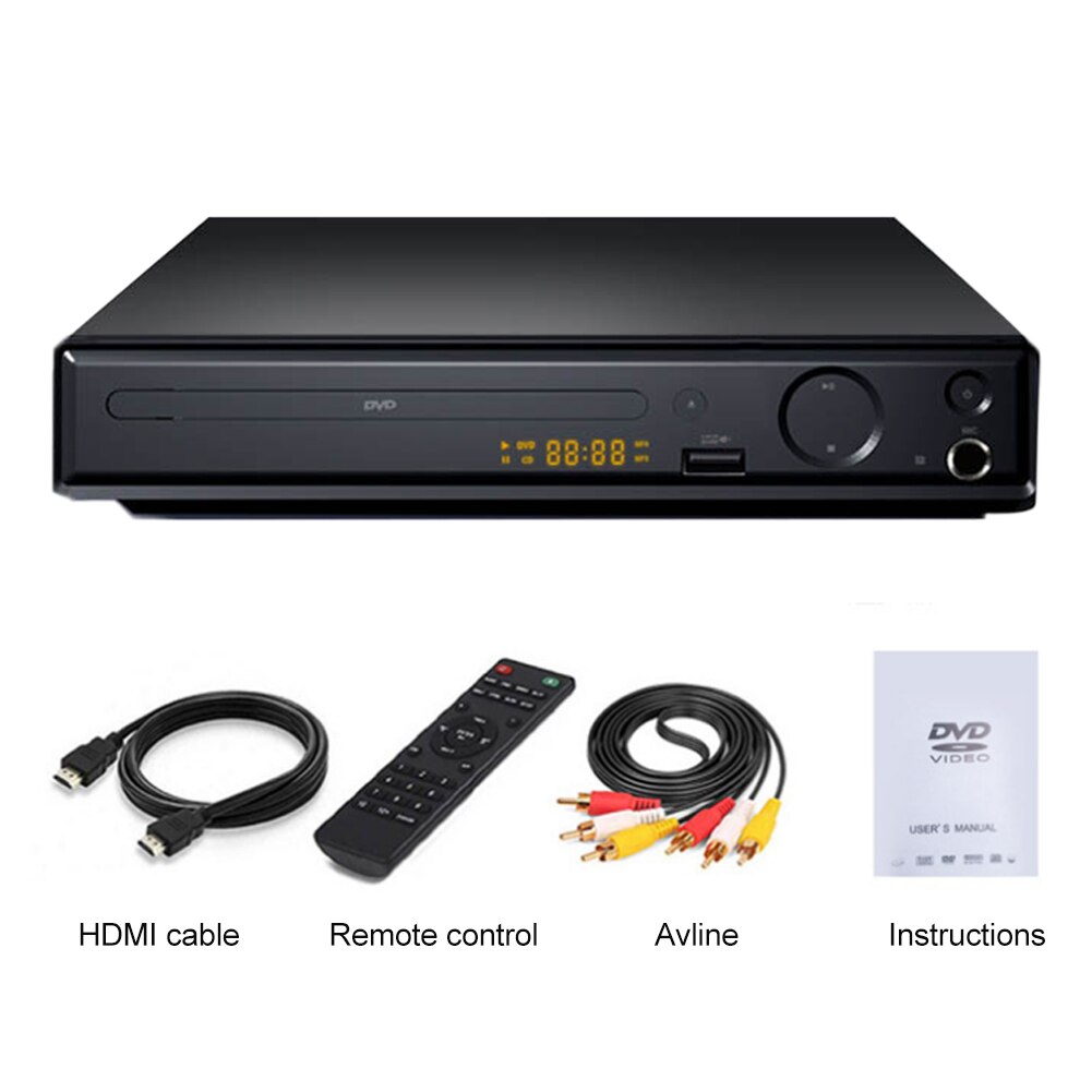AV Output With Remote Control Easy Use DVD Player SVCD Digital Display CD VCD Mic Port USB HDMI Portable 4K 1080P Home Mini