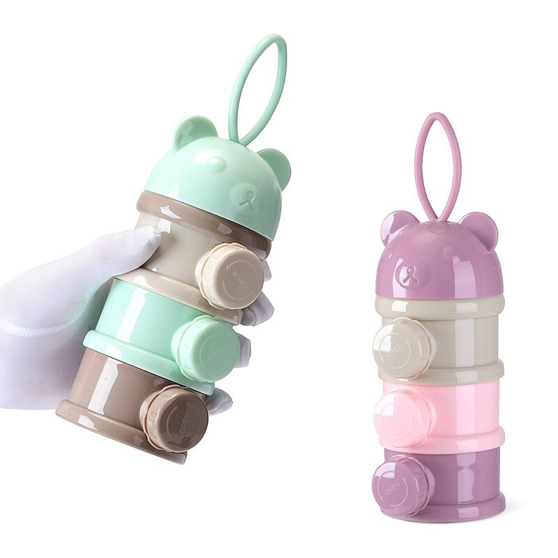 3 Or 4-layers Bear Style Portable Baby Food Storage Box Milk Powder Box Essential Cereal Cartoon Infant Toddle Snacks Container