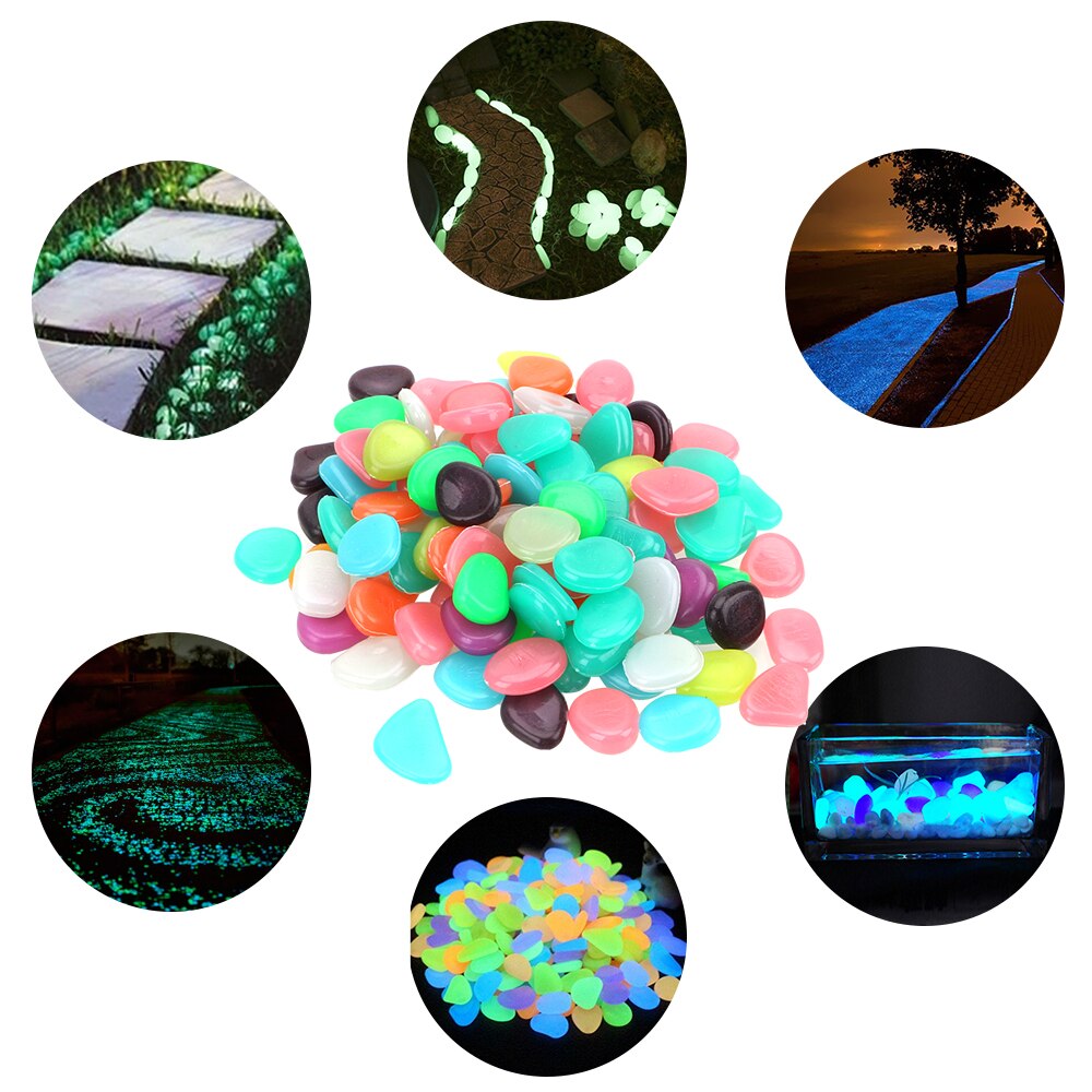 100 Stks/pak Tuin Steentjes Lichtgevende Stenen Kunstmatige Glowing Stones Rock Glow In The Dark Voor Loopbrug Aquarium Tuin Yard