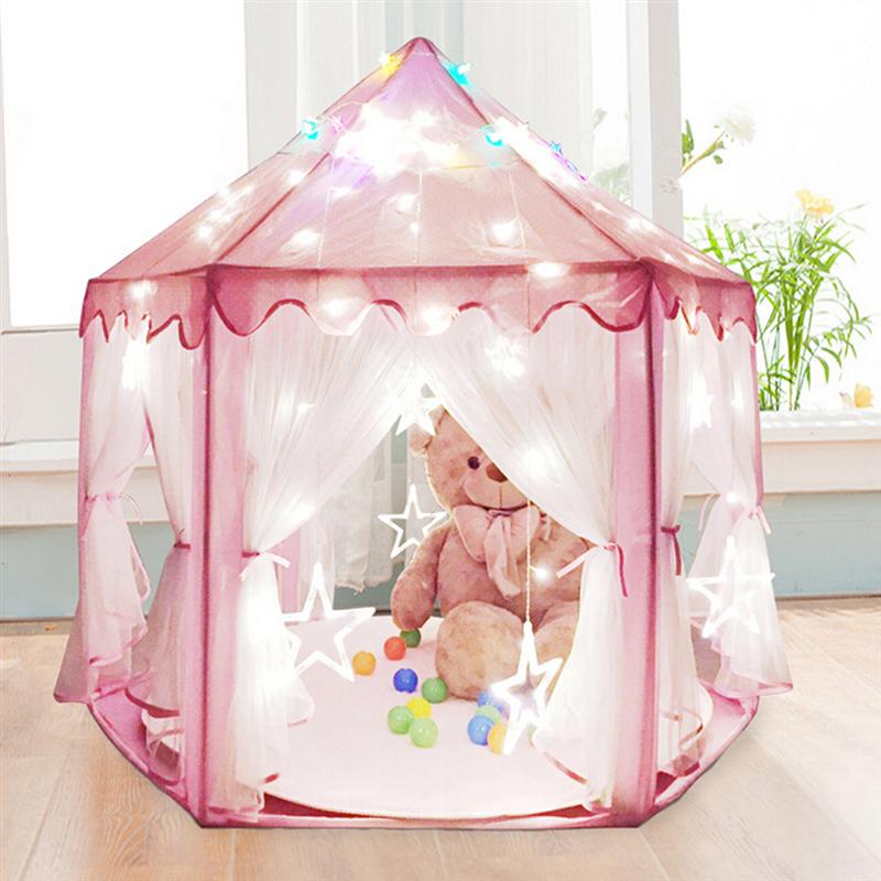 Cute Hexagon Playhouse Girls Princess Castle Children Kids Large Indoor Play Tent (Pink)