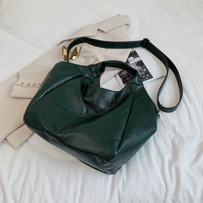 Grønne unike skuldervesker dame- og #39 ;s store shopper-tote-vesker stor kapasitet hobos bag dame mykt skinn messenger veske veske