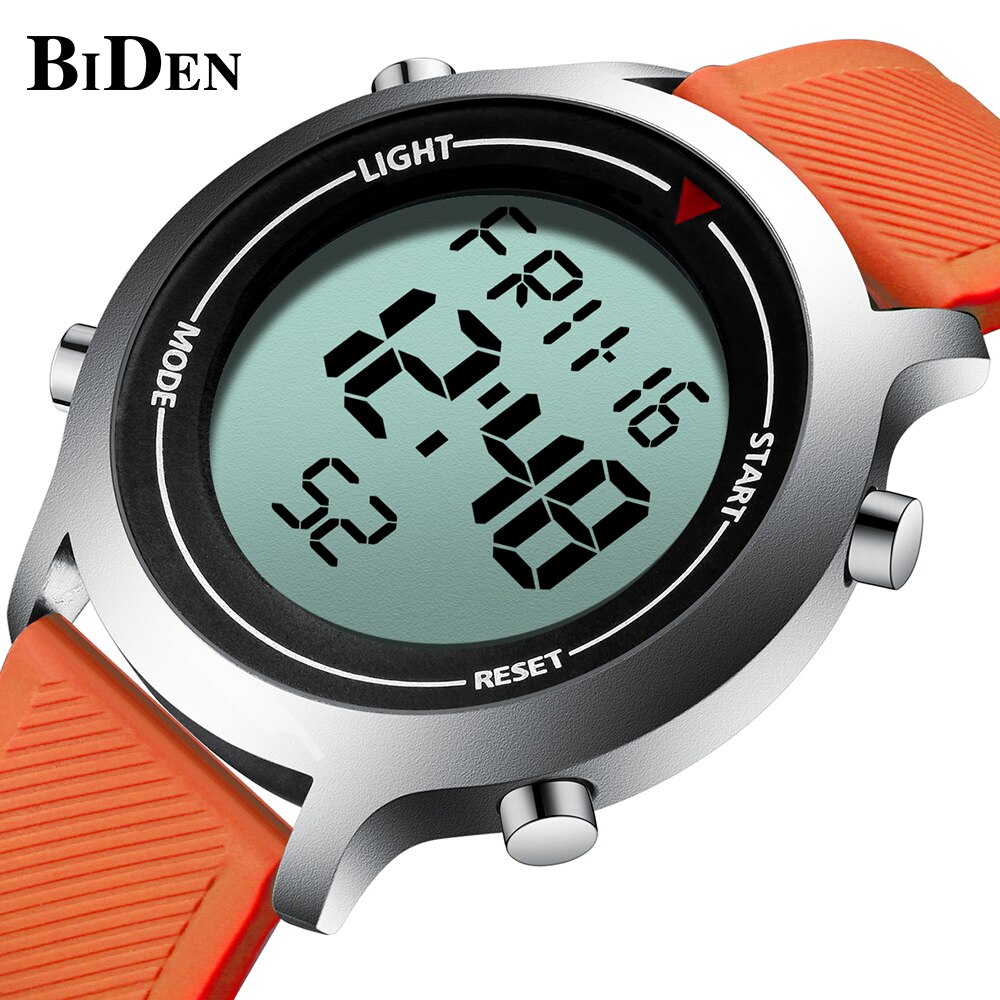 BIDEN Mens Watch Digital Wristwatch Silicone Tape Waterproof Top Brand Sport Erkek Kol Saati: BI0134-6
