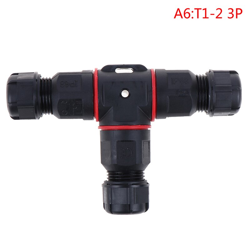IP67/IP68 Waterproof connector T Shape 2/3Pin Cable Wire Gland Sleeve connector quick connect waterproof connector: Brown