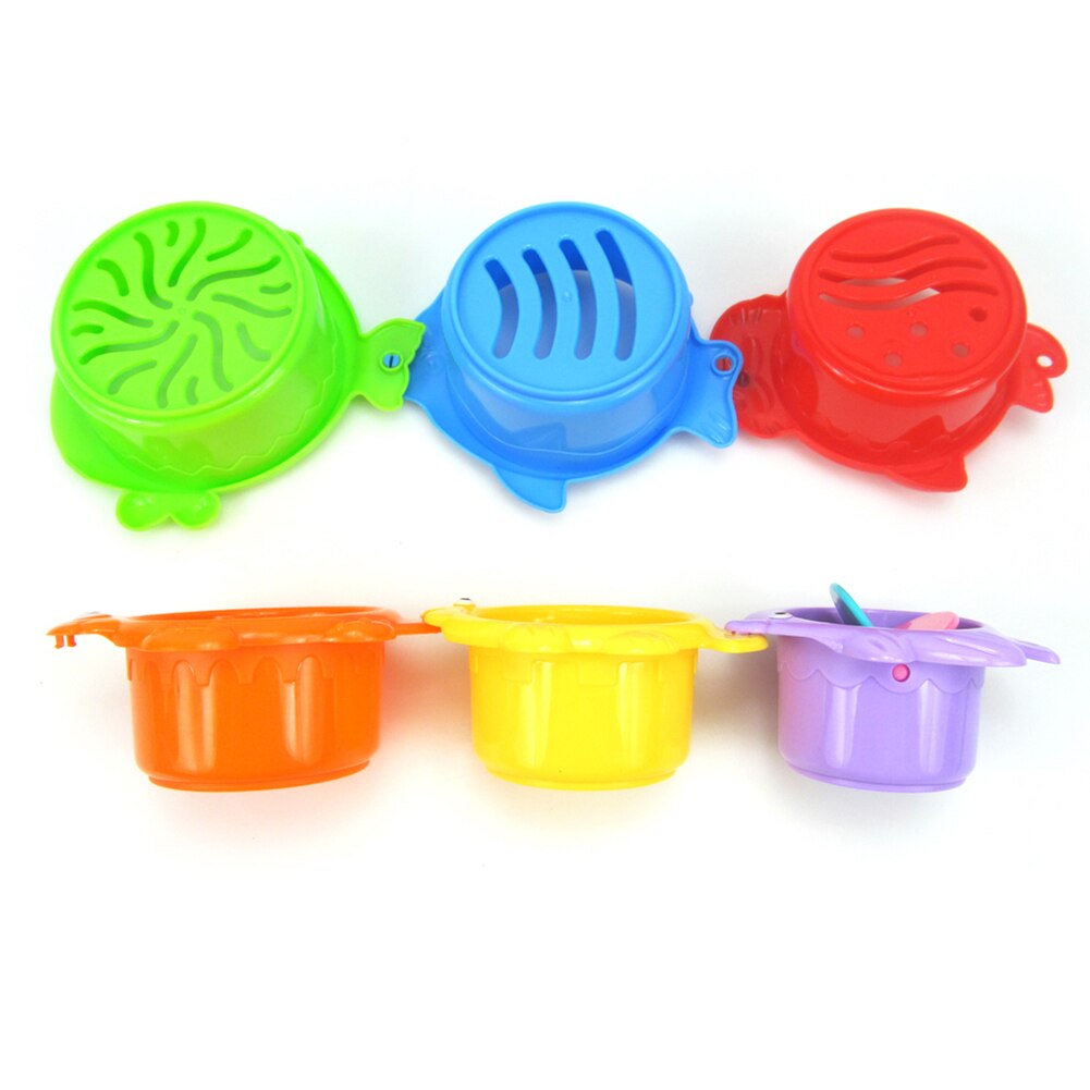 6Pcs/Set Marine Fish Animal Colorful Stacking Cups Baby Bath Intelligent Toy