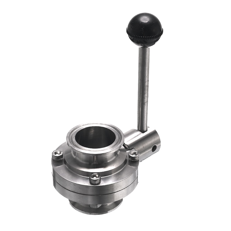 1-1/2 Inch 38Mm SS304 Sanitary Grade Stainless Steel 1.5 Inch Three-Clip Butterfly Valve Welding Butterfly Valv