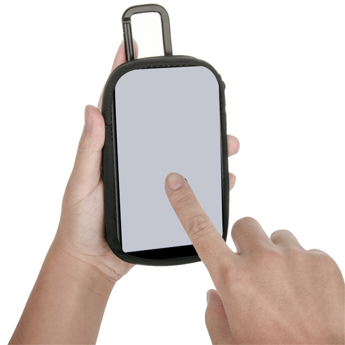Estojo portátil para mp3, mp4, bolsa de armazenamento universal para reprodutor de música com clipe de mosquetão, bolsa de viagem para atividades ao ar livre