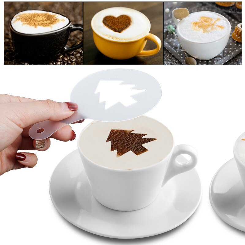 Carrywon 16 stks/set Koffie Latte Cappuccino Barista Art Stencils Cake Stofdoek Sjablonen Koffie Gereedschap Accessoires
