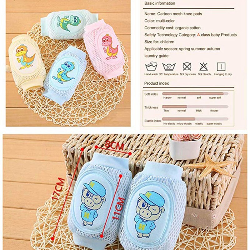 4 pares de rodilleras de gateo antideslizantes para bebé, múltiples cajas de cartón, Protector transpirable ajustable de verano
