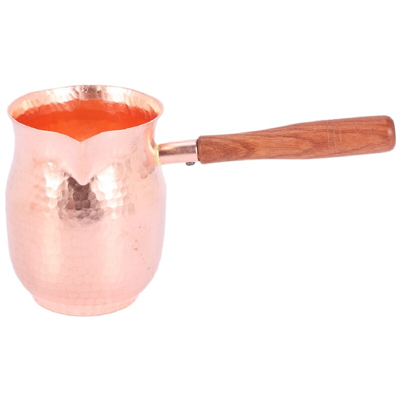 Juego de té y café hechos a mano de cobre puro, cafetera árabe griega turca con mango de madera, Ibrik para Barista