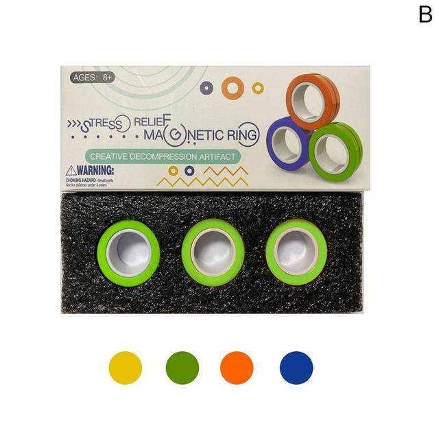 Anti-stress magnetiske ringe magisk magnetisk armbånd ring unzip legetøj angst lindring fokus børn dekompression fidget legetøj: B grøn