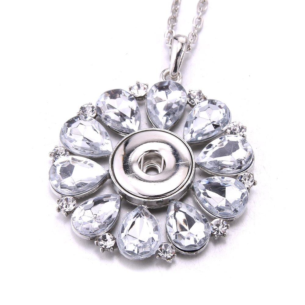 Snap Button Jewelry Necklaces Rhinestone Crystal Heart Flower Snap Necklace Fit DIY 20MM 18mm Snaps Buttons Pendant Necklace: N1724-2